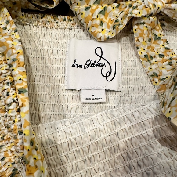 Sam Edelman size 4 Yellow Maxi Dress Smocked w/ Tie Straps Excellent Condition - Picture 8 of 14